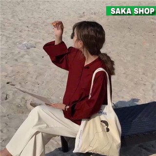 Áo sơ mi đỏ from rộng nữ dài tay vải cotton lạnh mềm mịn không nhăn