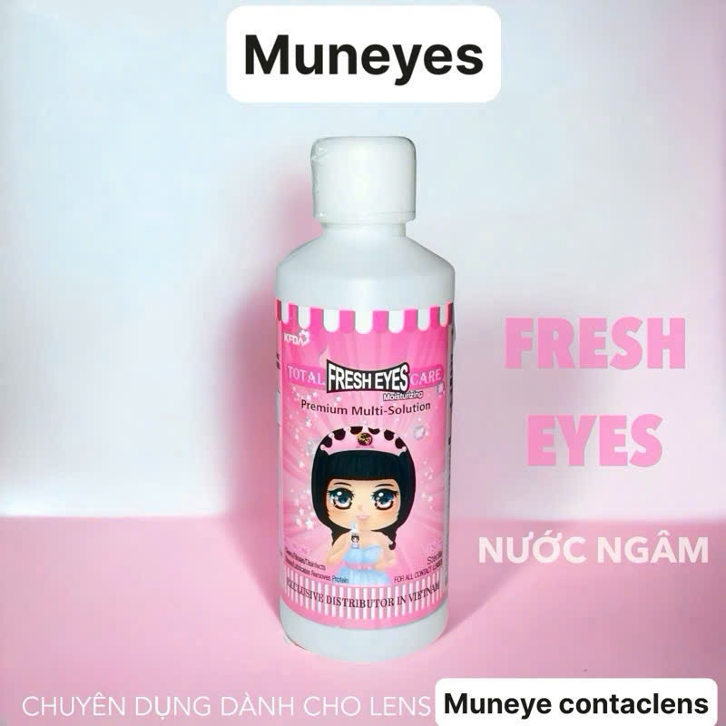 Nước Ngâm lens Nước rửa kính áp tròng Fresh Hồng 150 ml Muneyes