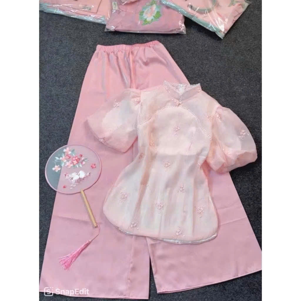 Set cổ tàu quần dài cho bé gái và mẹ 12-57KG,bộ quần dài lụa áo cổ tàu cách tân diện đôi mẹ và bé đủ size nhỏ đến đại
