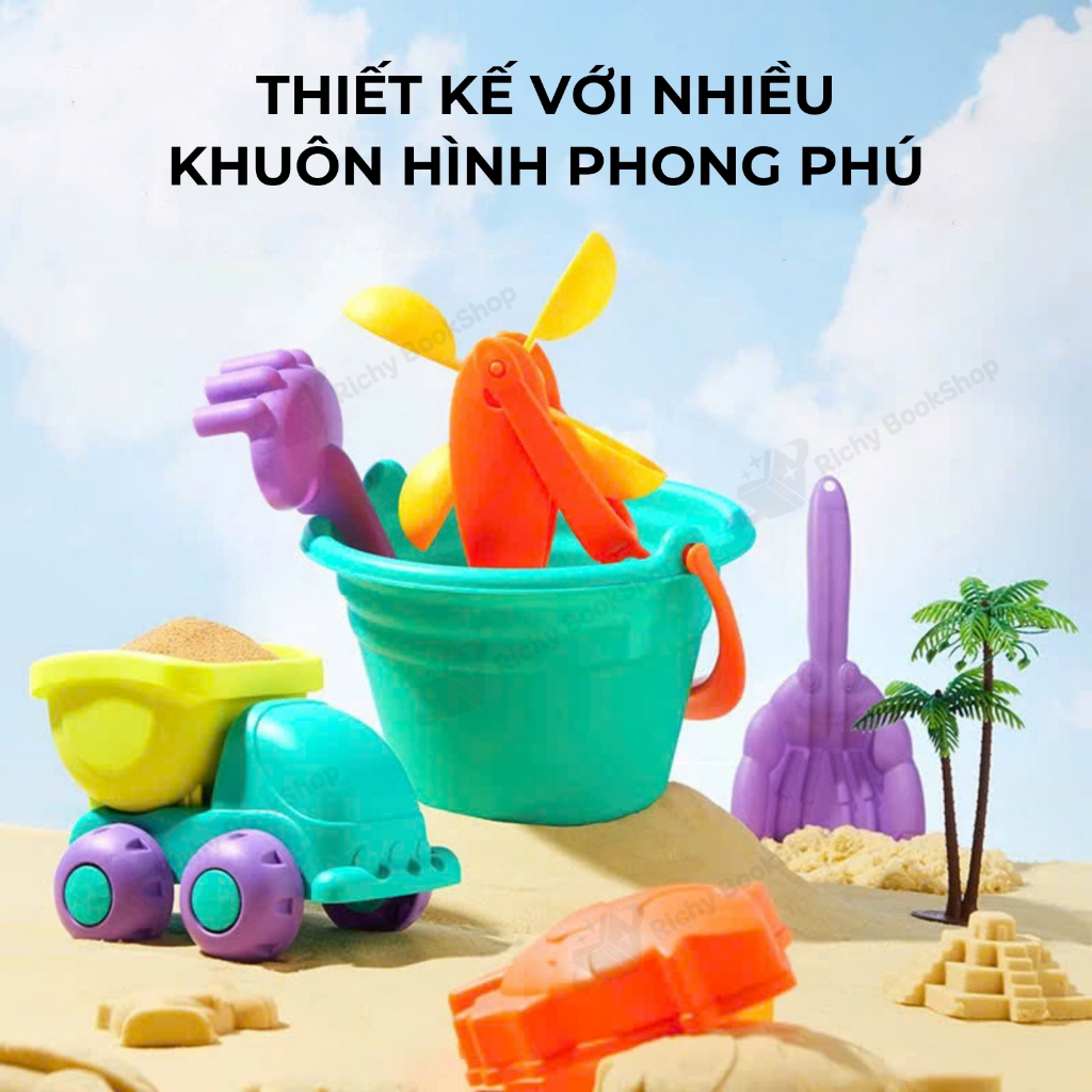 Đồ chơi xúc cát cho bé trai bé gái đi biển Mideer Versatile Beach Play Set Castle of Soldier