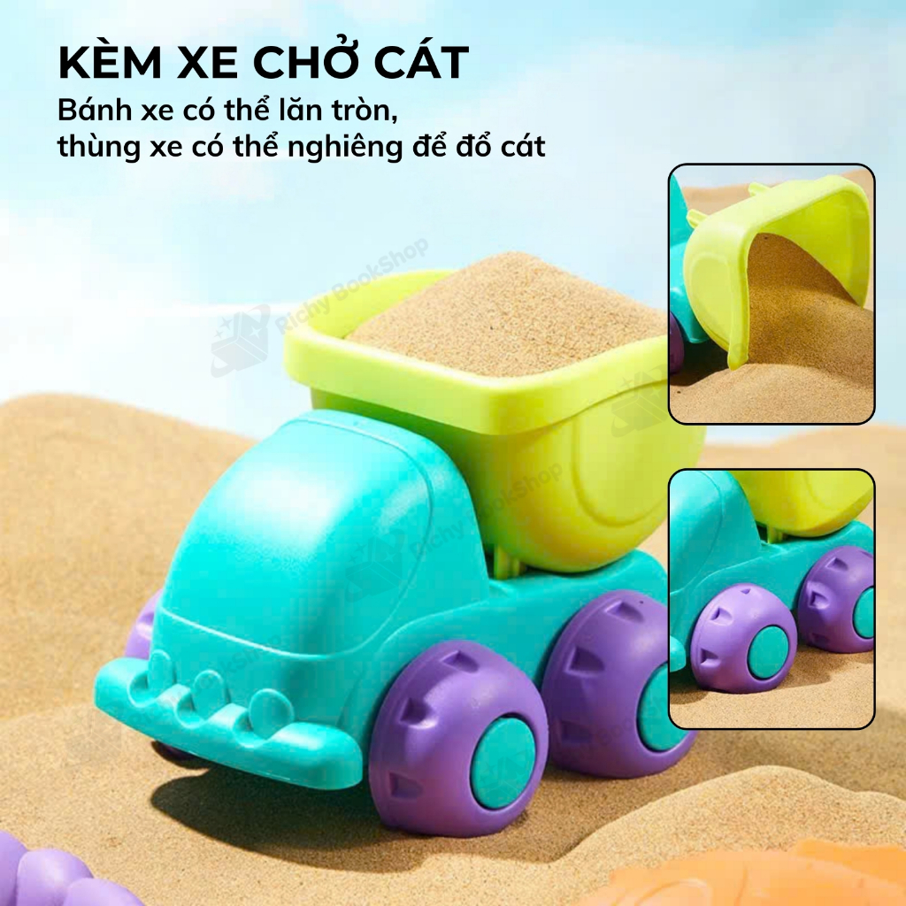 Đồ chơi xúc cát cho bé trai bé gái đi biển Mideer Versatile Beach Play Set Castle of Soldier