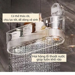 Kệ Để Đồ Nhà Tắm Trong Suốt ECO, Giỏ Đựng Đồ Hút Chân Không Chịu Lực Tốt Có Lỗ Thoát Nước