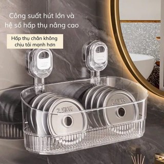 Kệ Để Đồ Nhà Tắm Trong Suốt ECO, Giỏ Đựng Đồ Hút Chân Không Chịu Lực Tốt Có Lỗ Thoát Nước