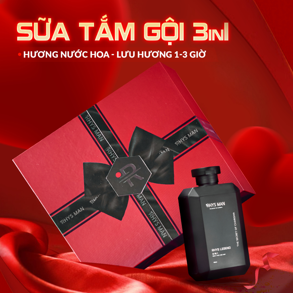 Ảnh Quà tặng Valentine - Sữa tắm gội 3in1 350ml & Dung dịch vệ sinh 120ml & Sữa rửa mặt 100ml & Nước hoa nam 10ml RHYS MAN 3