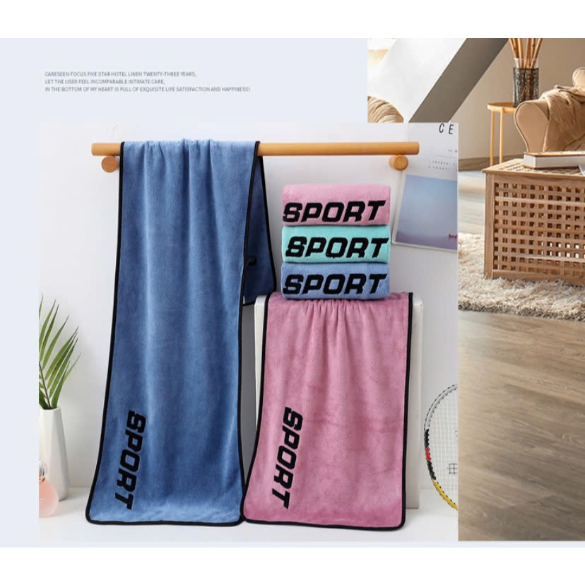 Khăn tập GYM cao cấp chữ SPORT (30x110cm) cực thấm hút mồ hôi và mềm mại.