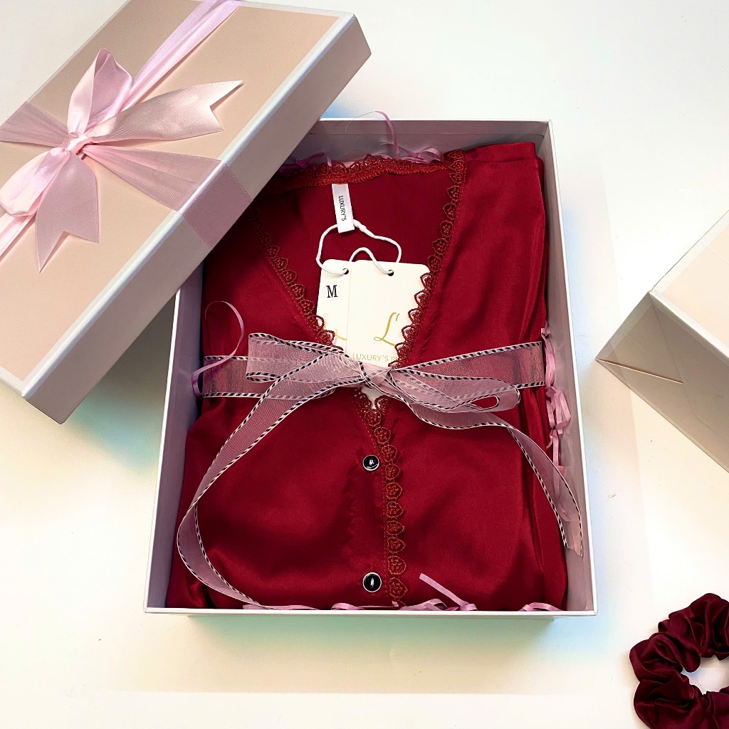 Đồ bộ LUXURY PIJAMA lụa latin cao cấp, mềm mịn sang trọng tay dài trắng trơn TD028