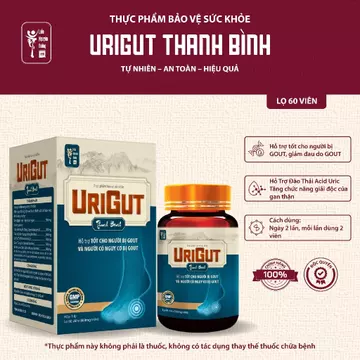 URIGUT Thanh Bình Lọ 60 Viên Hỗ Trợ tốt Cho Người Bị Gout, Giảm Đau Do Gout, Hỗ Trợ Đào Thải Acid Uric Liễu Nguyên Đường