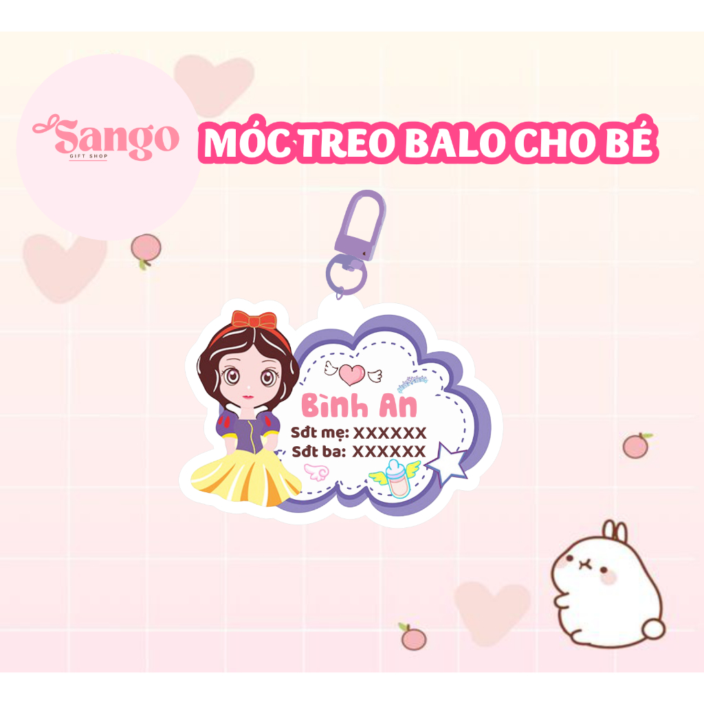 MÓC TREO BALO IN TÊN BÉ VÀ SÔ BỐ MẸ - Xưởng quà tặng Sango