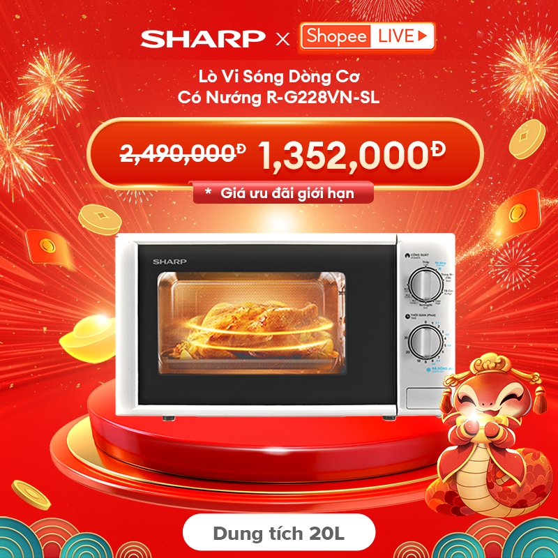 [Sharp x Shopee Live 12/1] Lò vi sóng có nướng Sharp R-G228VN-SL - 20L ...