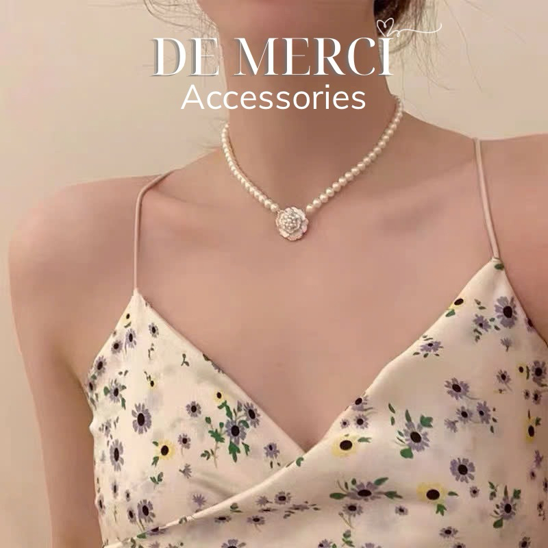 Dây chuyền De Merci Accessories Hoa kết hợp dây ngọc trai tiểu thư