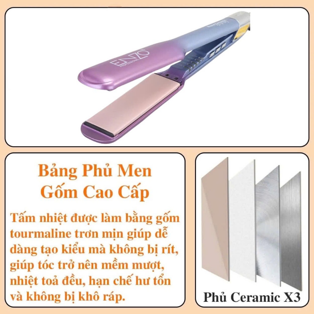 Ảnh Máy ép tóc duỗi tóc đa năng ENZO 3116 với công nghệ ion âm không gây hư tổn giúp tóc bóng mượt 4