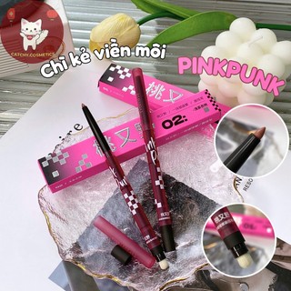 Chì Kẻ Viền Môi PinkPunk 3in1 Kèm Cọ Tán Và Gọt Chì 0.25g