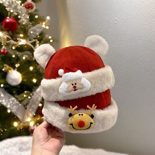 Mũ đỏ hoạ tiết diện tết, noel phong cách đáng yêu cho bé
