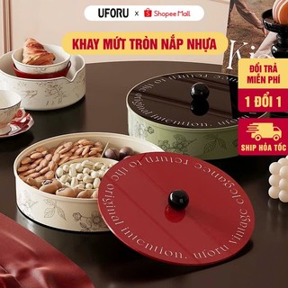 Khay Mứt Tròn 4 Ngăn UFORU Đựng Bánh Kẹo Tết Kiểu Dáng Đẹp Chất Liệu Nhựa PET Cao Cấp An Toàn - UFM700