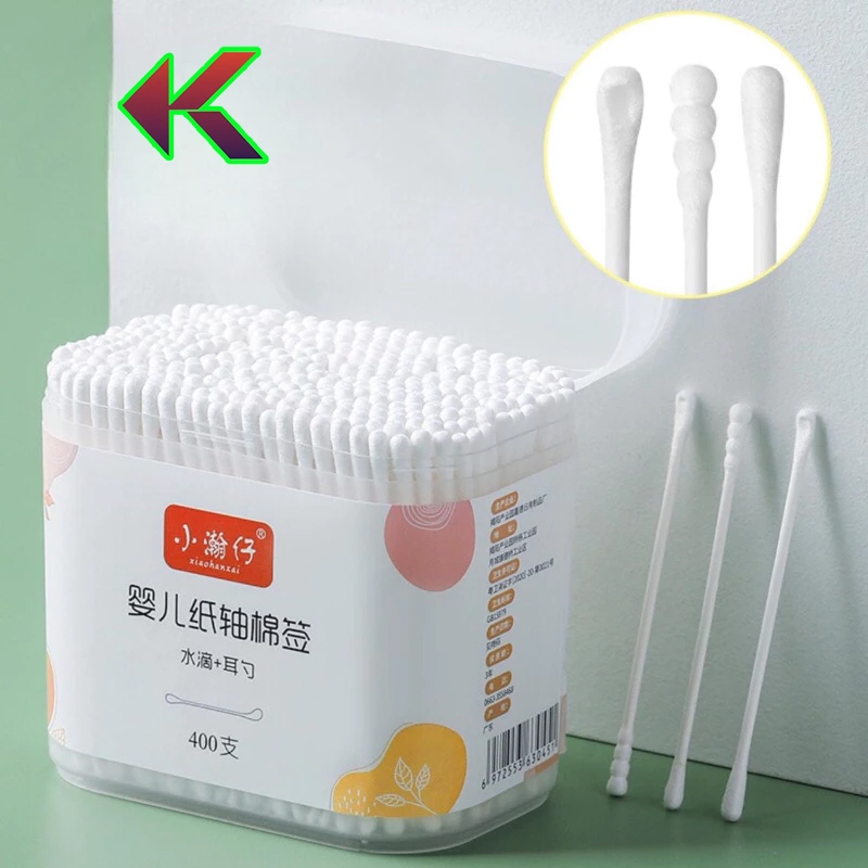 Hộp 400 Tăm Bông Ngoáy Tai 2 Đầu Vệ Sinh Tai, Mũi Kháng Khuẩn - Bông Lấy Ráy Tai