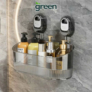 Kệ Để Đồ Nhà Tắm Trong Suốt GreenHome, Giỏ Đựng Đồ Hút Chân Không Chịu Lực Tốt Có Lỗ Thoát Nước