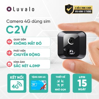 Camera 4G Ulltra HD 4.0Mp dùng sim không dây kết nối điện thoại giám sát hành trình Luvalo C2V