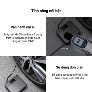 Máy Bơm Lốp Xe Ô Tô Mini Tự Động Xiaomi 70mai TP03 -  Áp Suất Lớn - Tự Ngắt - Có Hiển Thị Áp Suất