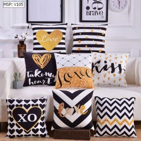 Gối Tựa Lưng Bố Gai - Gối Sofa Trang Trí Họa Tiết Kẻ Sọc Vàng Đen Size 45x45cm - Nhà Shy Home Decor