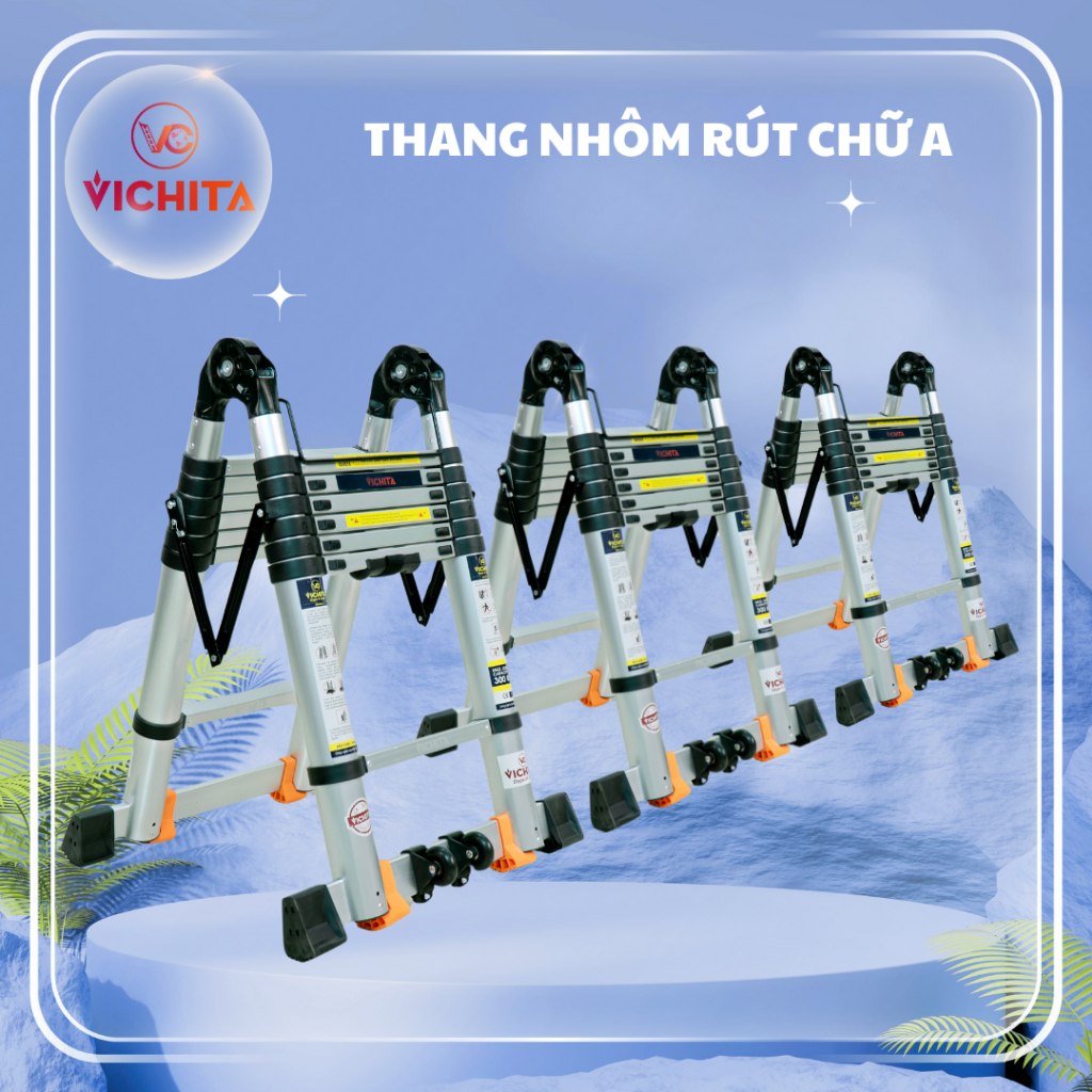 Thang Nhôm Rút Chữ A 3,8m - 4,4m - 5m - 5,6m - 6,6m VICHITA - Thang Rút ...
