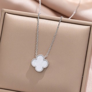 S925 Bạc May Mắn Cỏ Bốn Lá Cổ Điển Tất Cả Các Kết Hợp Vòng Cổ Mã Não Nữ Chuỗi Xương Đòn Mặt Dây Chuyền Quà Sinh Nhật S85
