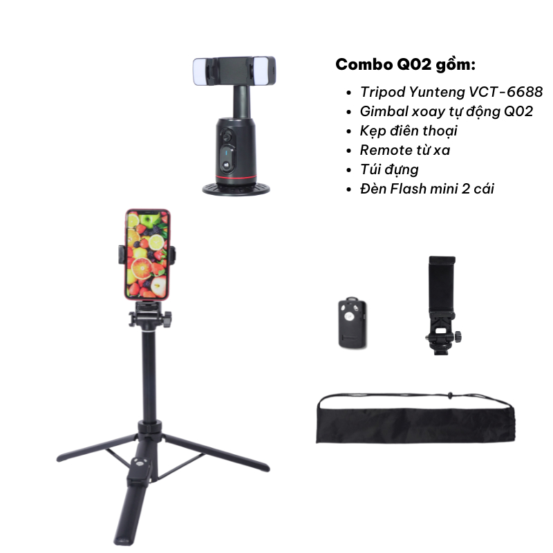[HCM]Combo Gậy Chụp Ảnh Yunteng VCT-6688 Và Gimbal Xoay Tự Động 360° - Phân Loại P01/P02/Q02