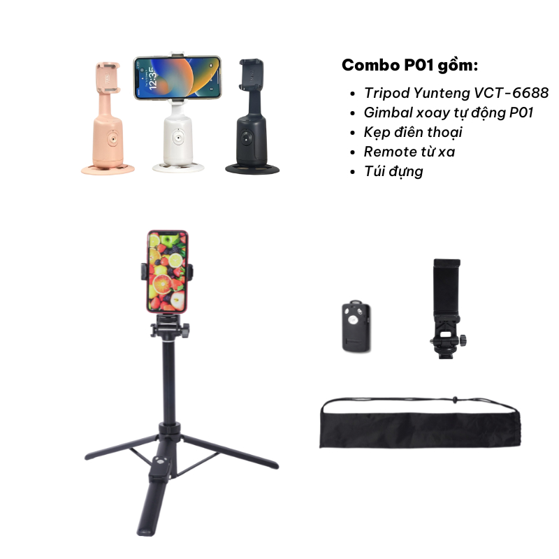 [HCM]Combo Gậy Chụp Ảnh Yunteng VCT-6688 Và Gimbal Xoay Tự Động 360° - Phân Loại P01/P02/Q02