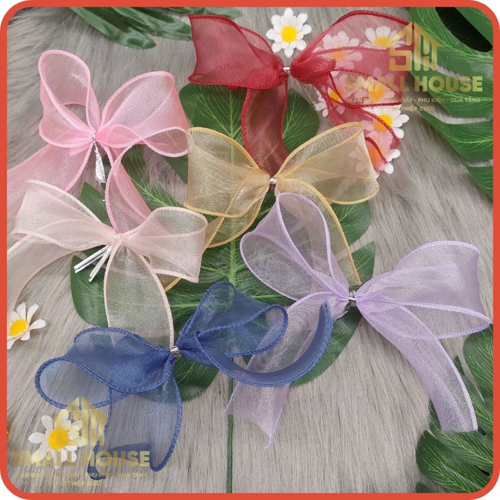 🎀 Nơ voan xoăn trang trí 2 cánh đuôi xoăn . Bản 4.5cm 2 cánh rộng 10-12cm, 6 màu cực xinh🎀