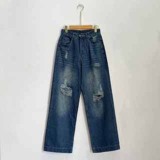 Quần jeans bigsize nữ ống suông rách gối chất dày dặn phong cách thời trang năng động trẻ trung dễ phối đồ Q503