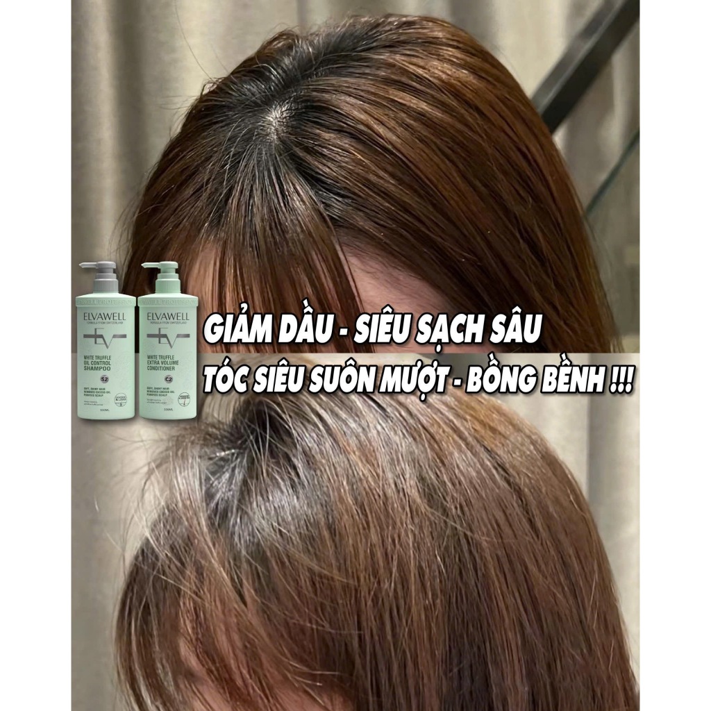 Dầu Gội, Xả Elvawell Xanh Kiềm Dầu, Ngăn Gãy Rụng, Giúp Mọc Tóc 500ml - 1000ml