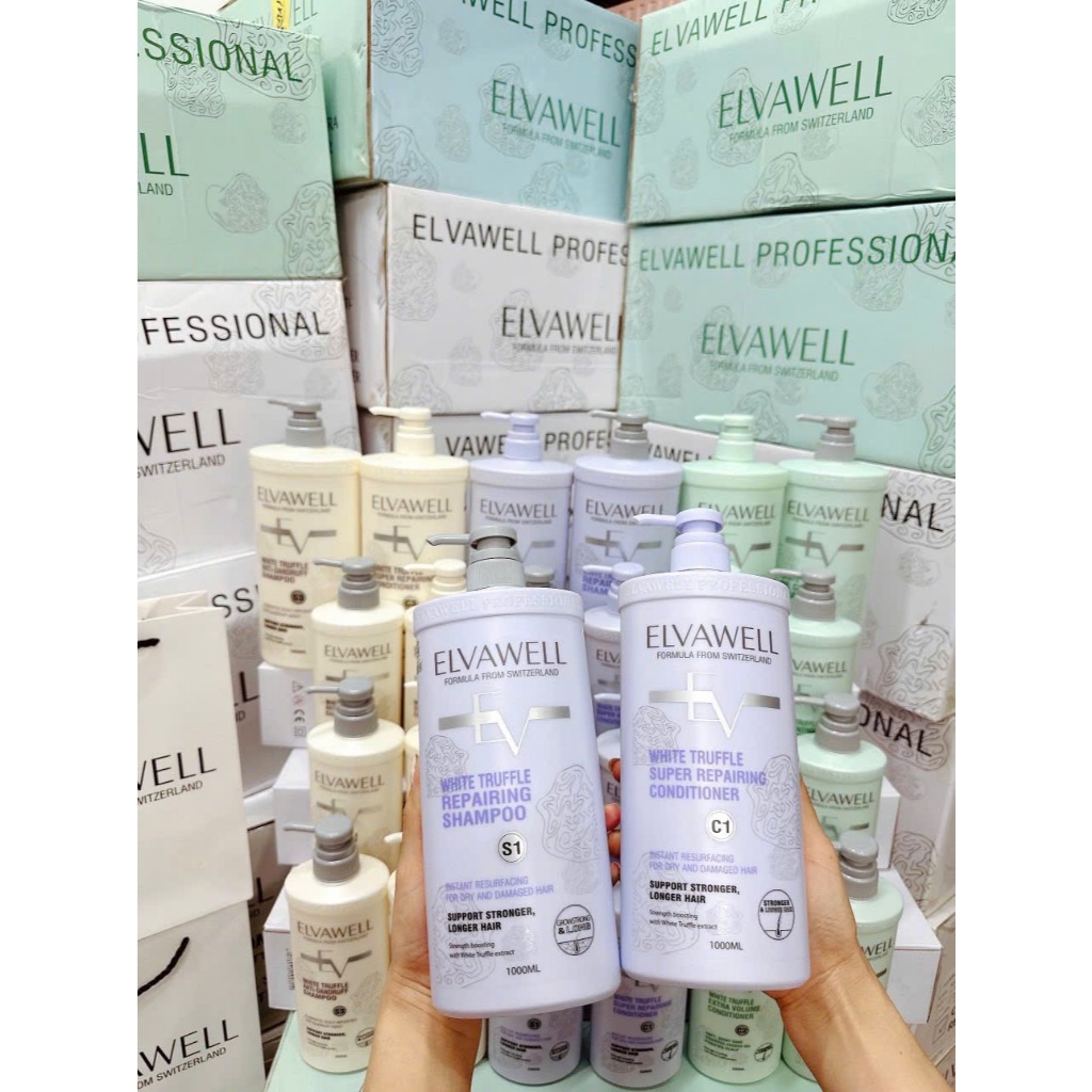 Dầu Gội, Xả Elvawell Tím Dành Cho Tóc Khô Xơ, Siêu Mềm Mượt, Phục Hồi Hư Tổn 500ml - 1000ml