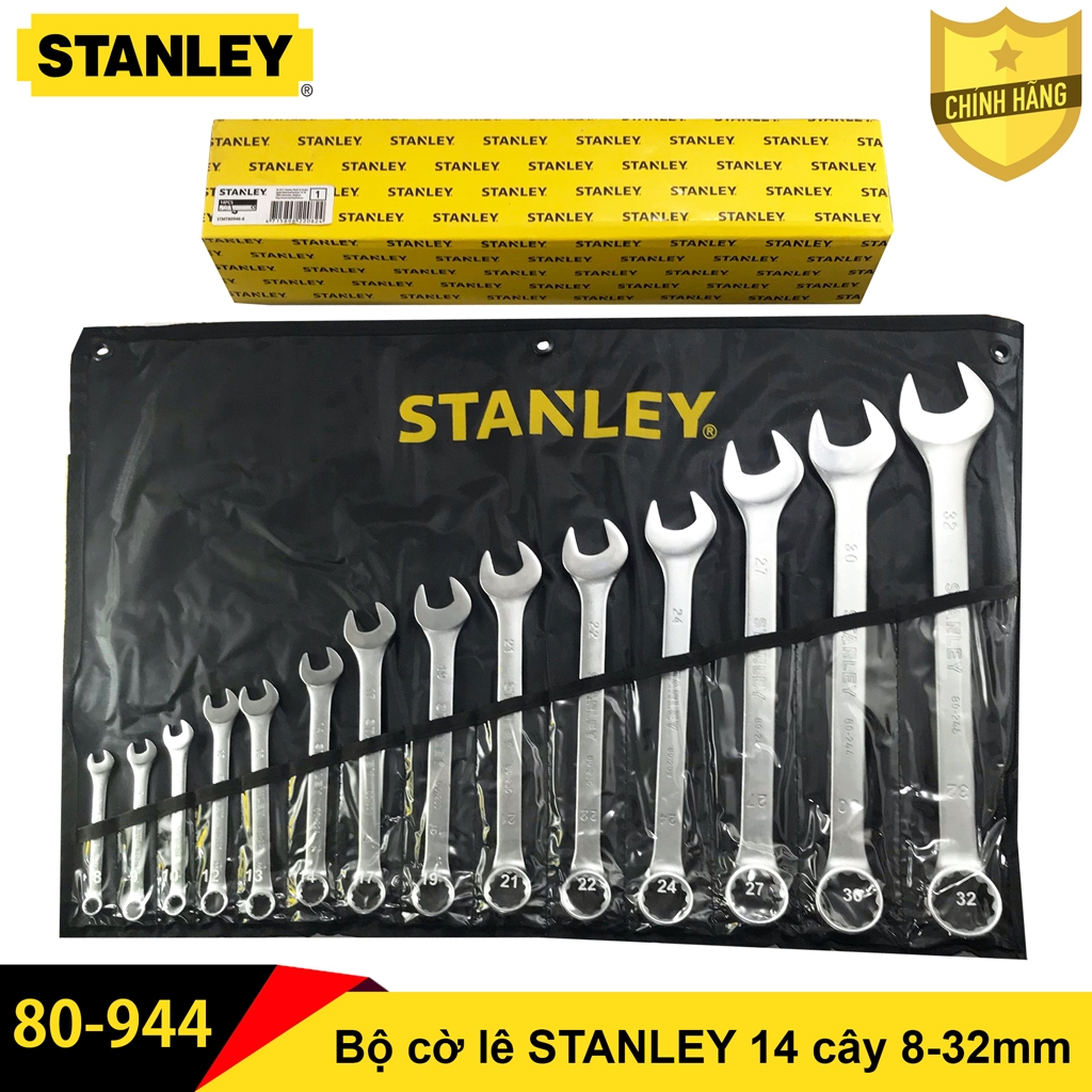 Bộ cờ lê cao cấp STANLEY 14 chi tiết 8-32mm (Vòng miệng - Đầu tròng) -  Chính hãng STANLEY 80-944