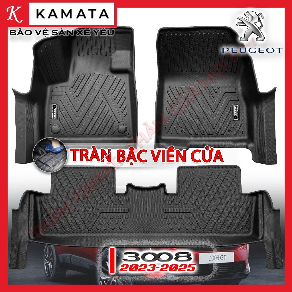 Thảm lót sàn ô tô Peugeot 3008 2019-2026 đúc nguyên khối TPV ( 1 bộ/3 tấm) KAMATA