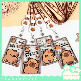 Bao Đựng Thẻ Nhân Viên Nhựa Mica Trong Suốt Hình Phong Cách Nhân Vật Capybara Hoạt Hình Đáng Yêu Cute