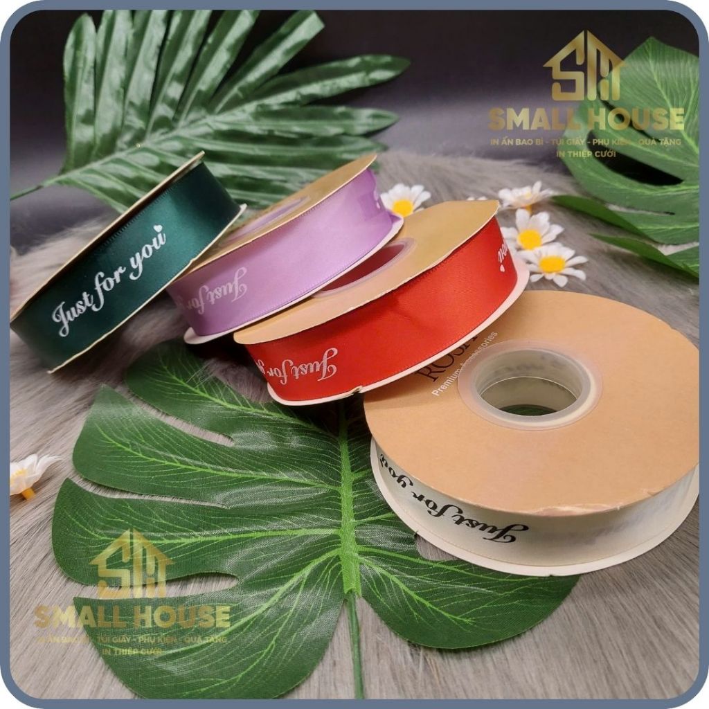 Cuộn Ruy băng lụa 2.5cm dài 10M Just for you - trang trí tiệc - giá sỉ - gói hoa