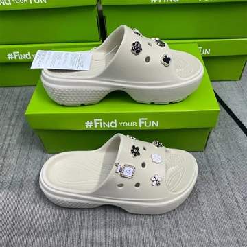 [Có đủ logo] Dép nữ Cross Stomp Slide Dép Cross Nữ Đế Cao 7CM - Tặng kèm sẵn 12 Charm