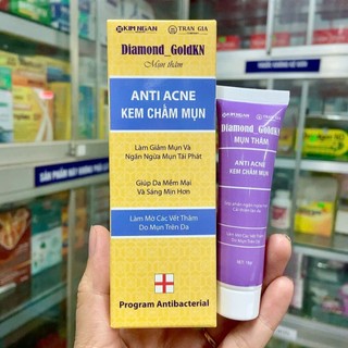Kem chấm mụn ANTI ACNE DIAMOND GOLDKN Trần gia giúp giảm mụn, ngăn ngừa mụn tái phát, làm mờ thâm mụn, tube 18g