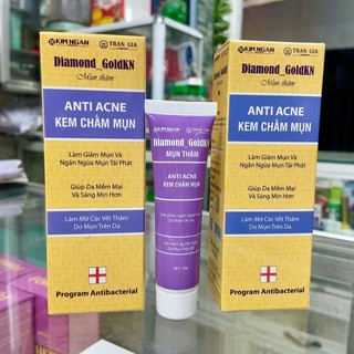 Kem chấm mụn ANTI ACNE DIAMOND GOLDKN Trần gia giúp giảm mụn, ngăn ngừa mụn tái phát, làm mờ thâm mụn, tube 18g