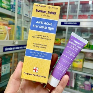 Kem chấm mụn ANTI ACNE DIAMOND GOLDKN Trần gia giúp giảm mụn, ngăn ngừa mụn tái phát, làm mờ thâm mụn, tube 18g