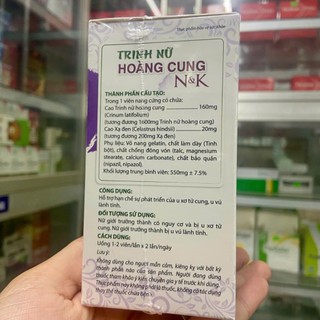 Trinh nữ hoàng cung N&K bớt đau nhức, hỗ trợ hạn chế sự phát triển u xơ, u nang, hộp 30 viên