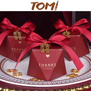 Hộp Đựng Quà, Hộp Quà Tặng Buộc Nơ Hình Kim Cương Sang Trọng TOMI 329