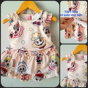 Đồ bộ bé gái sát nách, phối bèo xinh từ 8 - 14 kg, may rộng rãi, vải thun tăm mềm mát, co giãn tốt
