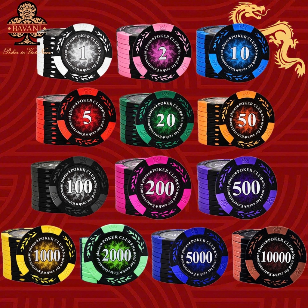 Chip Poker, Phỉnh Poker Rồng Lửa Cao Cấp, Lõi Thép hàng Chính Hãng