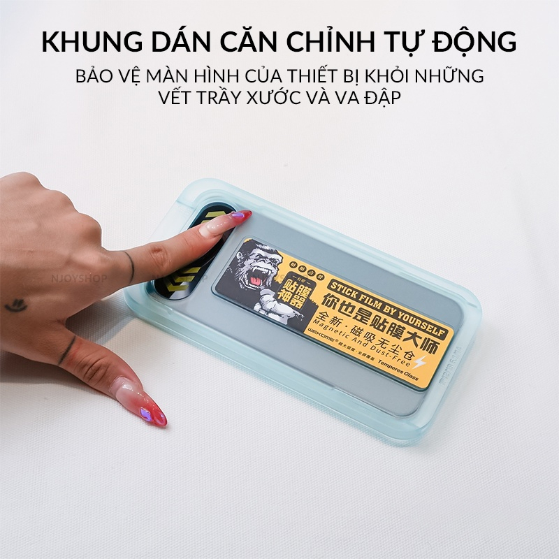 Kính cường lực KK có khung trợ dán trong WTP 034 IPhone 11 12 13 14 15 16 17Promax pro plus