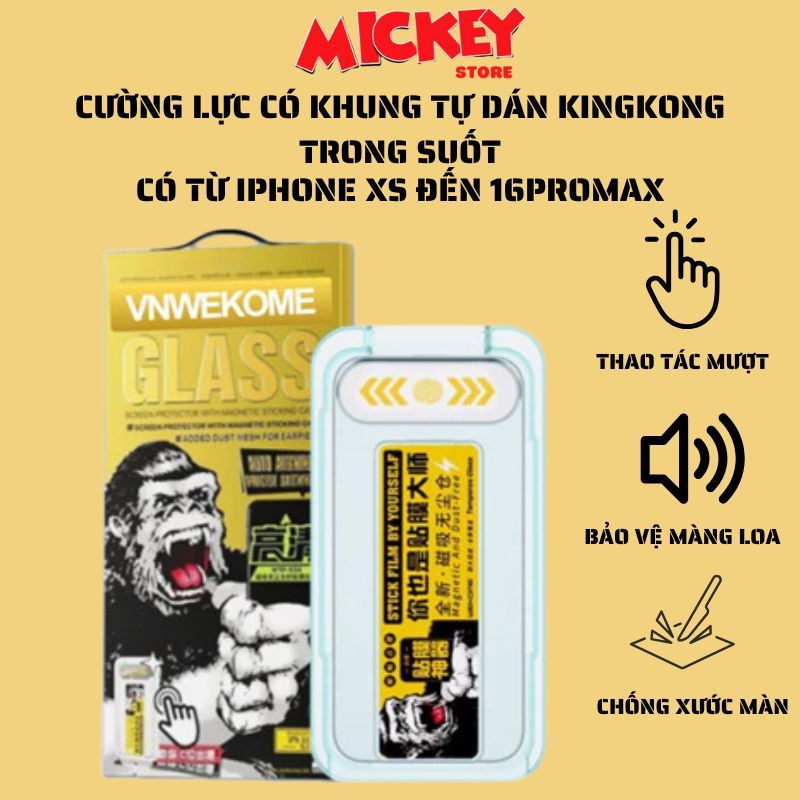 Kính cường lực KK có khung trợ dán trong WTP 034 IPhone 11 12 13 14 15 16 17Promax pro plus