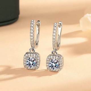 Hoa Tai Kim Cương Mosan Bạc S925 Nữ Hoa Tai Ngắn Kim Cương Cá Tính Hoa Tai Rỗng Quà Tặng Cho Nữ S83