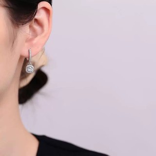 Hoa Tai Kim Cương Mosan Bạc S925 Nữ Hoa Tai Ngắn Kim Cương Cá Tính Hoa Tai Rỗng Quà Tặng Cho Nữ S83