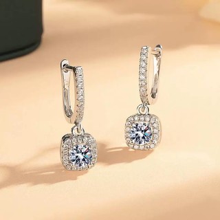 Hoa Tai Kim Cương Mosan Bạc S925 Nữ Hoa Tai Ngắn Kim Cương Cá Tính Hoa Tai Rỗng Quà Tặng Cho Nữ S83