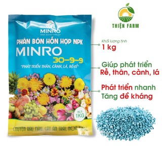 Phân bón NPK 30-9-9+TE THIỆN FARM (túi 1kg) giúp cây phát triển bộ rễ, thân, cành lá, tăng đề kháng