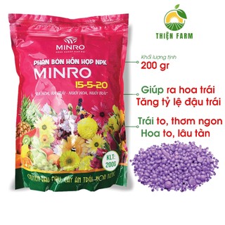 Phân bón NPK 15-5-20 THIỆN FARM (túi 200g) giúp cây ra hoa đậu trái, nuôi hoa to lâu tàn, trái to thơm ngon